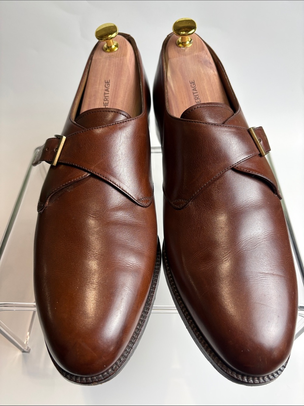 Salvatore Ferragamo Brown Leather Single Monk Strap Loafers - Picture 2 of 11